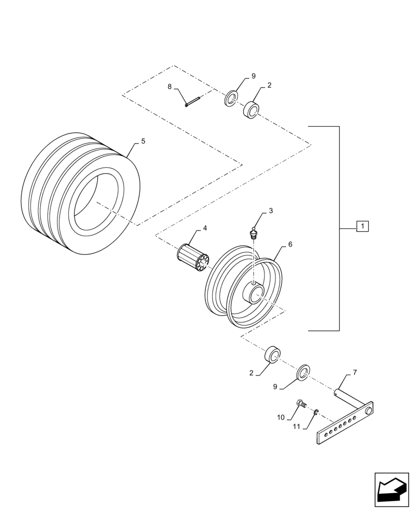 Схема запчастей Case IH SB541 - (44.511.04) - PICKUP TIRE (SOLID) & WHEEL (44) - WHEELS