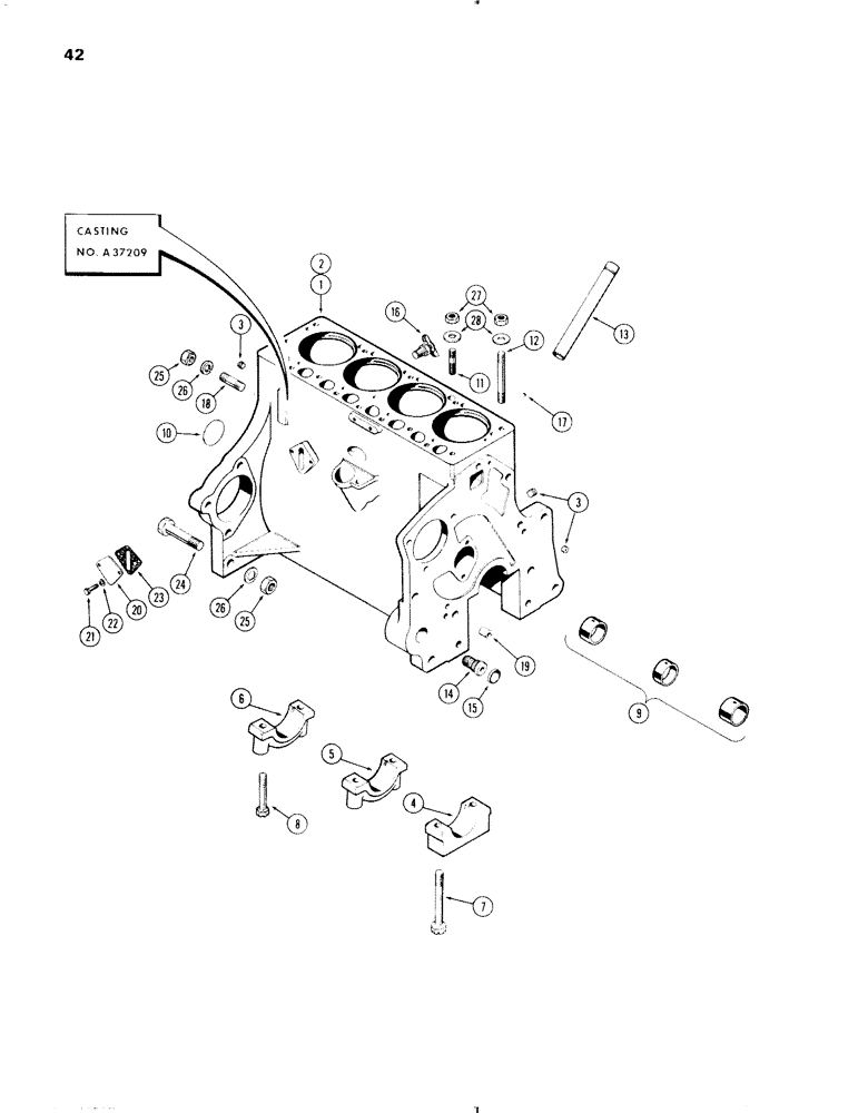 Схема запчастей Case IH 570 - (042) - CYLINDER BLOCK ASSEMBLY, 570 (159) SPARK IGNITION ENGINE (02) - ENGINE