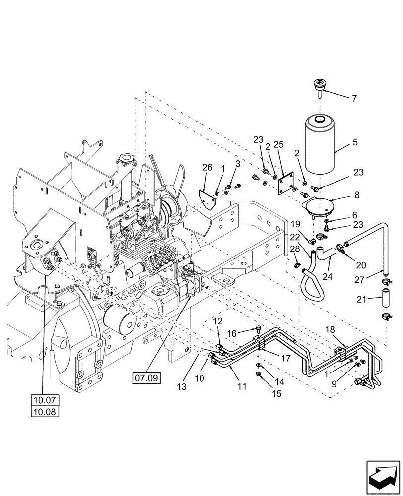 Схема запчастей Case IH D40 - (04.08) - POWER STEERING (04) - FRONT AXLE & STEERING