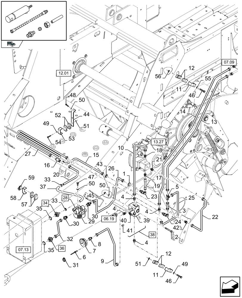 Схема запчастей Case IH LB333P - (07.08[01]) - DENSITY PRESSER SYSTEM, FRONT (07) - HYDRAULIC SYSTEM