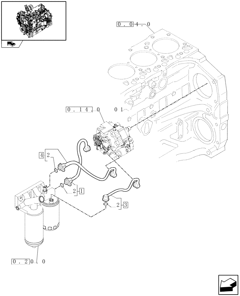 Схема запчастей Case IH PUMA 210 - (0.20.3) - PIPING FUEL (01) - ENGINE