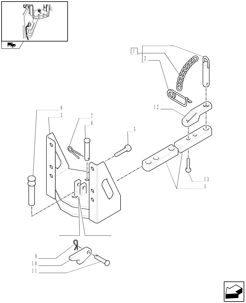 Схема запчастей Case IH FARMALL 65C - (1.89.3/09) - TOW-BAR CAT."A" TOW HOOK 33MM. WITH CLEVIS (VAR.330896) (09) - IMPLEMENT LIFT