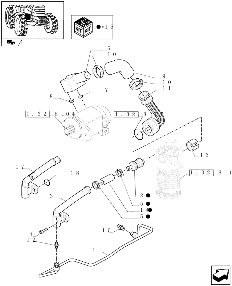 Схема запчастей Case IH PUMA 180 - (1.32.8[06]) - PUMPS FOR HYDRAULIC SYSTEM AND LIFT - PUMPS (03) - TRANSMISSION