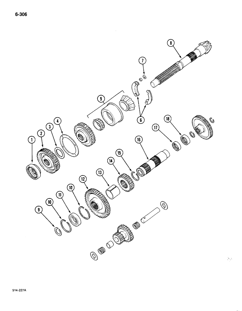 Схема запчастей Case IH 585 - (6-306) - RANGE TRANSMISSION, IN REAR FRAME, 4 WHEEL DRIVE TRACTORS (06) - POWER TRAIN