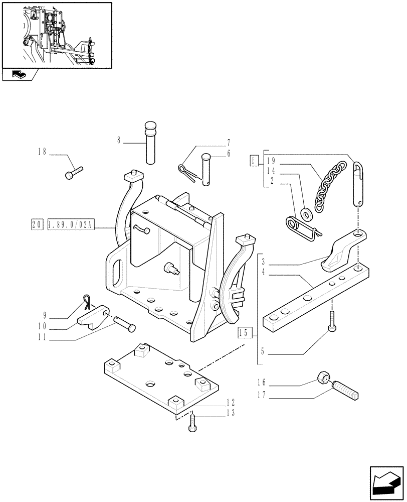 Схема запчастей Case IH FARMALL 95N - (1.89.0/02) - INDIPENDENT TYPE DRAWBAR SUPPORT (09) - IMPLEMENT LIFT