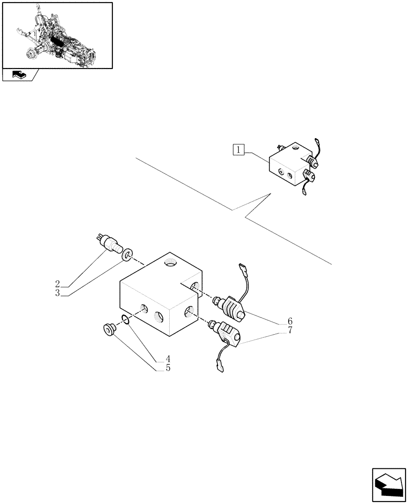 Схема запчастей Case IH PUMA 210 - (1.82.713/02A) - HYDRAULIC TRAILER BRAKE (ITALY) - MANIFOLD - BREAKDOWN (07) - HYDRAULIC SYSTEM