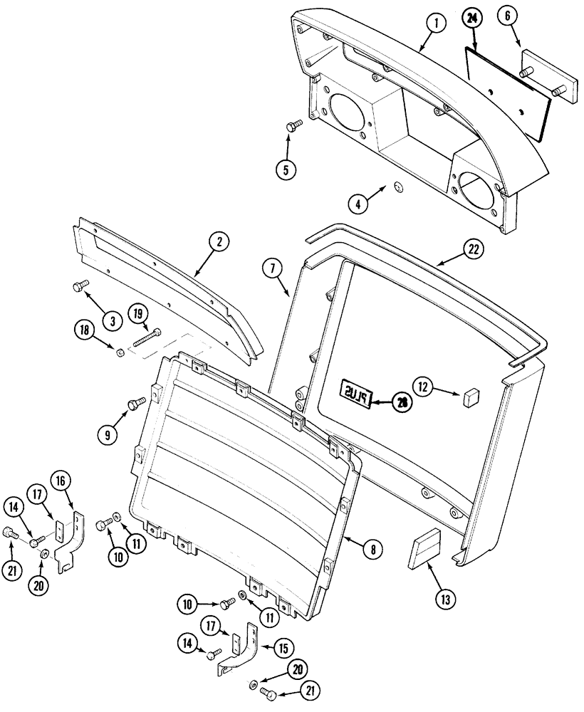 Схема запчастей Case IH 5240 - (9-044) - FRONT GRILLES AND RELATED PARTS, JJF1019254 - (09) - CHASSIS/ATTACHMENTS