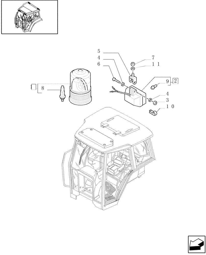 Схема запчастей Case IH JX100U - (1.91.7/02) - (VAR.754-762) WORKLAMPS- ROTARY BEACON (10) - OPERATORS PLATFORM/CAB