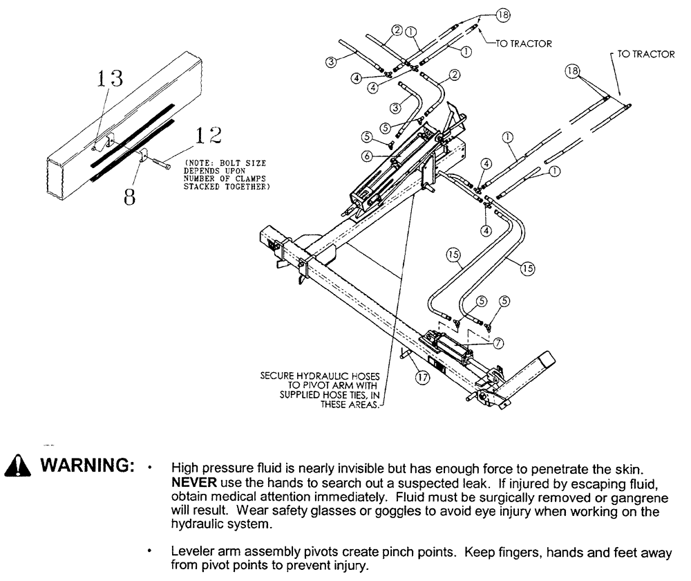 Схема запчастей Case IH 6750 - (005) - DISC LEVELER HYDRAULICS (FOR 13 SHANK UNITS) 