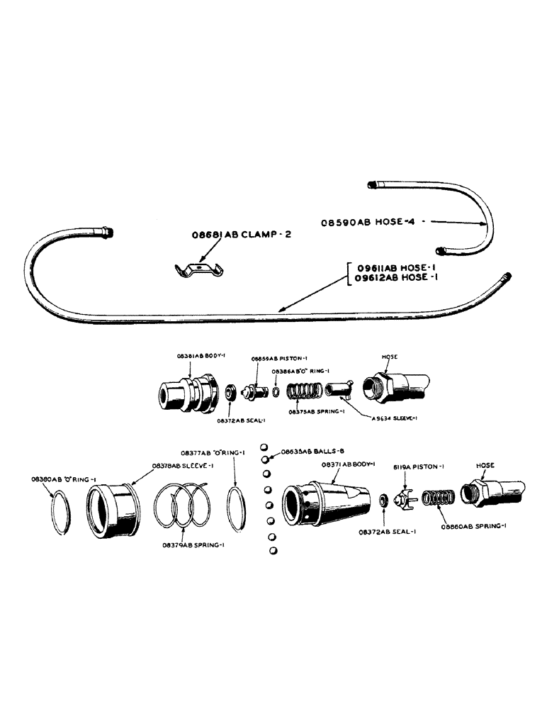 Схема запчастей Case IH 600-SERIES - (128) - HYDRAULIC CONTROL UNIT, HOSES FOR PORTABLE CYLINDER (08) - HYDRAULICS