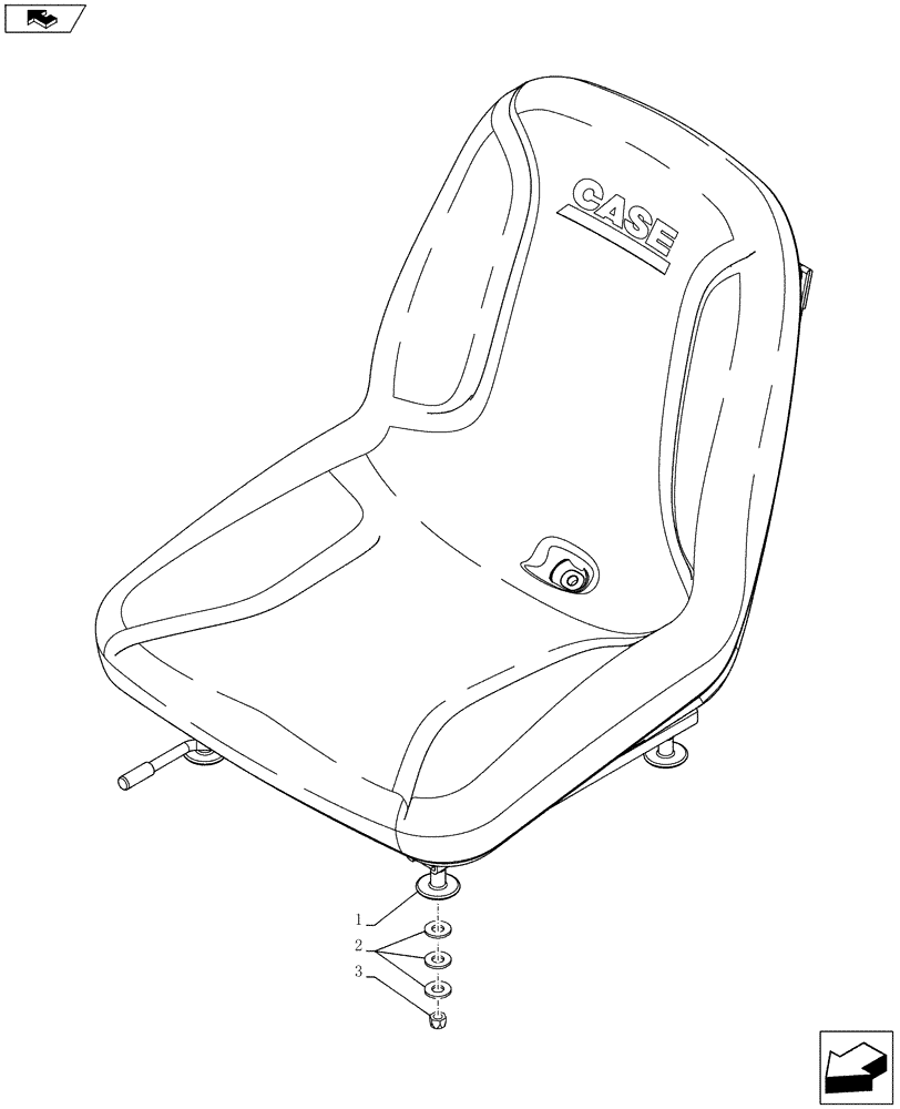 Схема запчастей Case IH TV380 - (90.120.AD[01]) - SEAT, NON SUSPENSION (ALL CASE) (90) - PLATFORM, CAB, BODYWORK AND DECALS