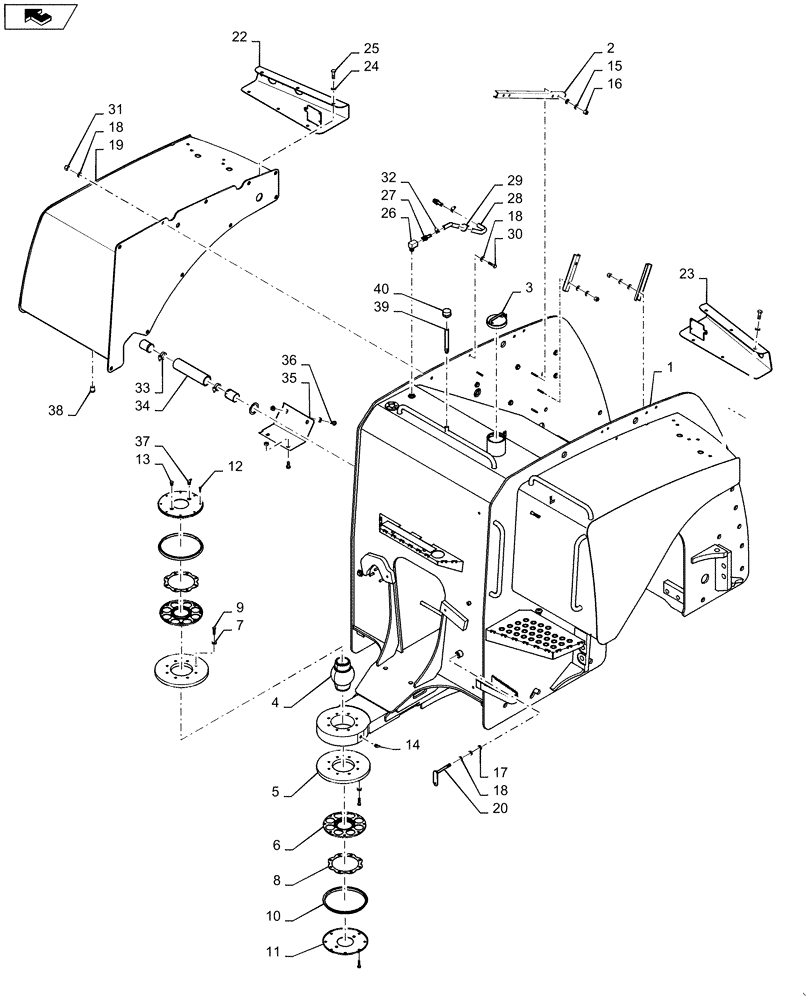 Схема запчастей Case IH QUADTRAC 600 - (39.100.08[01]) - REAR FRAME / FUEL TANKS AND FENDERS - QUADTRAC 550 & 600 BSN ZBF126024 (39) - FRAMES AND BALLASTING