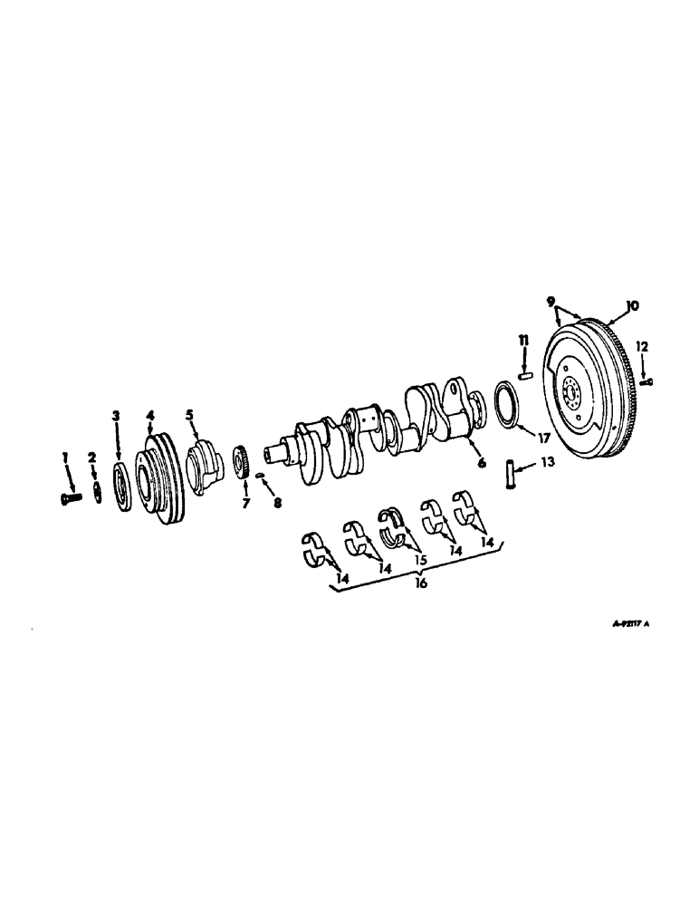 Схема запчастей Case IH V-392 - (C-11) - CRANKSHAFT, FLYWHEEL AND BEARINGS 