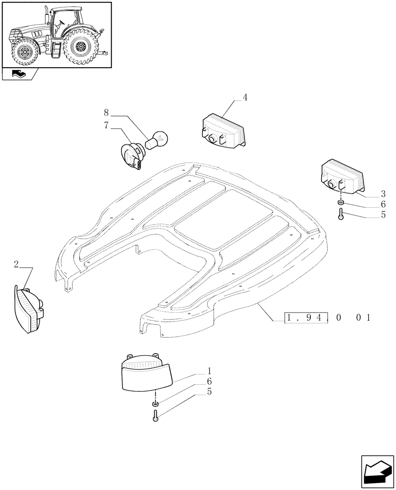 Схема запчастей Case IH PUMA 140 - (1.75.7[02]) - NORTH AMERICA VERSION - WORKLAMPS (06) - ELECTRICAL SYSTEMS