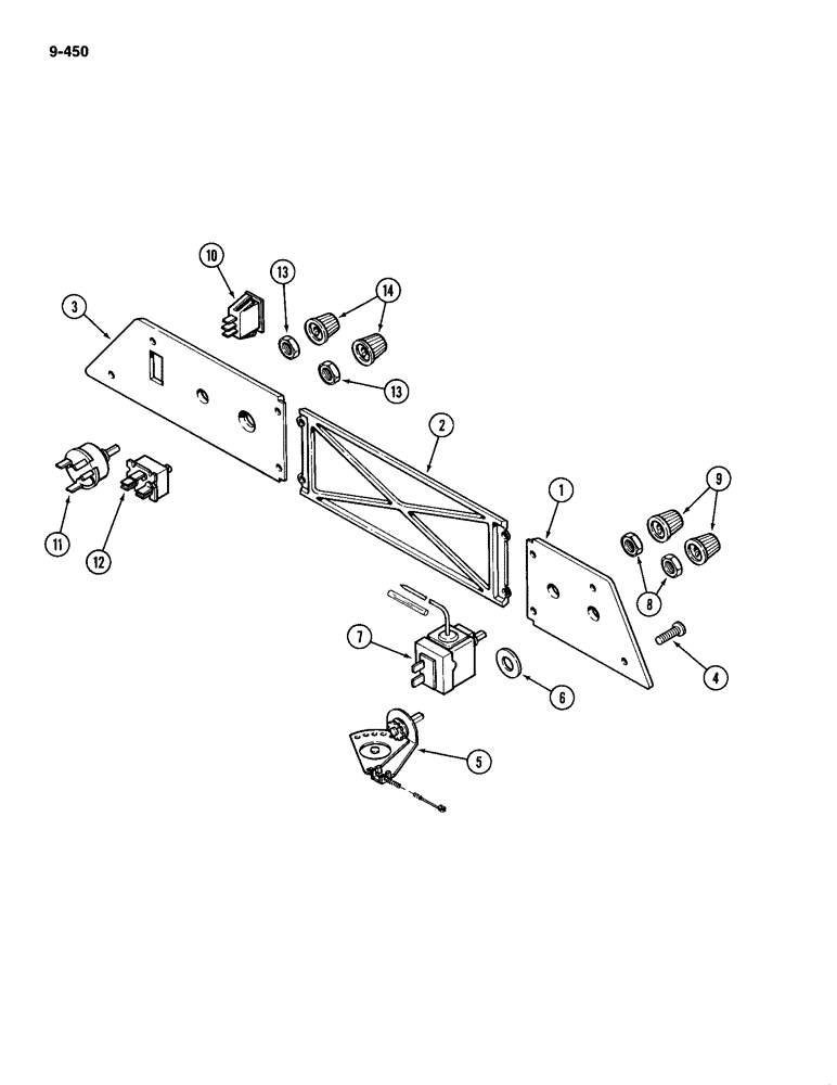 Схема запчастей Case IH 2094 - (9-450) - HEADLINER CONTROL PANEL (09) - CHASSIS/ATTACHMENTS