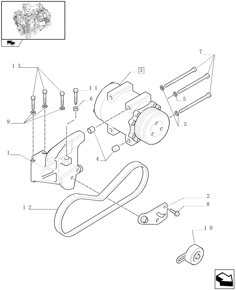 Схема запчастей Case IH PUMA 155 - (0.88.0/01) - COMPRESSOR - AIR CONDITIONING (01) - ENGINE