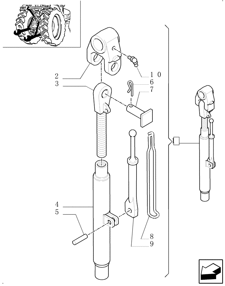 Схема запчастей Case IH MXM120 - (1.89.6/ B) - UPPER LINK BREAKDOWN (P/N 5172389) (09) - IMPLEMENT LIFT