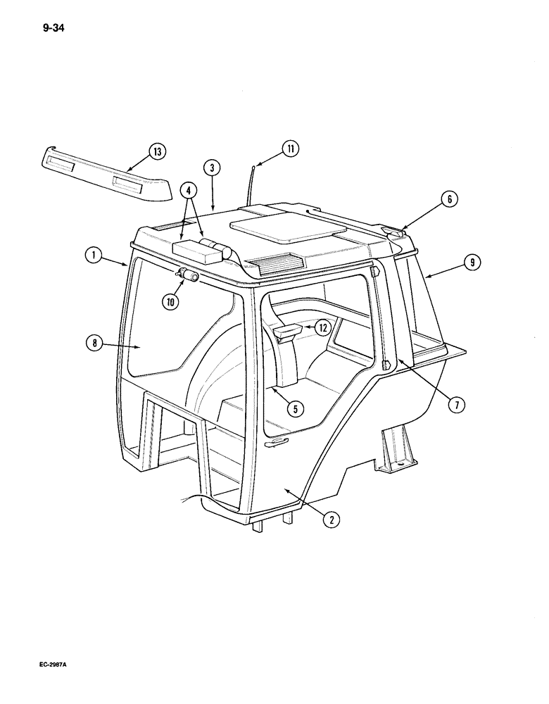 Схема запчастей Case IH 895 - (9-034) - CAB, WITH AIR CONDITIONING (09) - CHASSIS/ATTACHMENTS