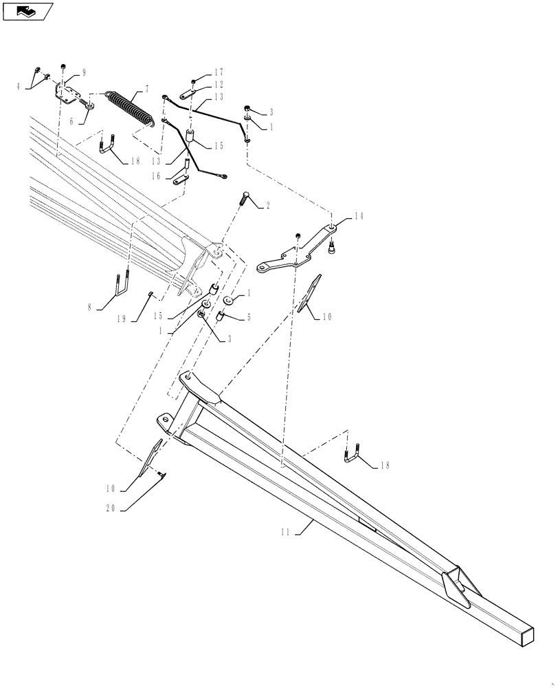 Схема запчастей Case IH 3230 - (39.100.06) - 90’ BOOM BREAKAWAY ASSEMBLY (39) - FRAMES AND BALLASTING