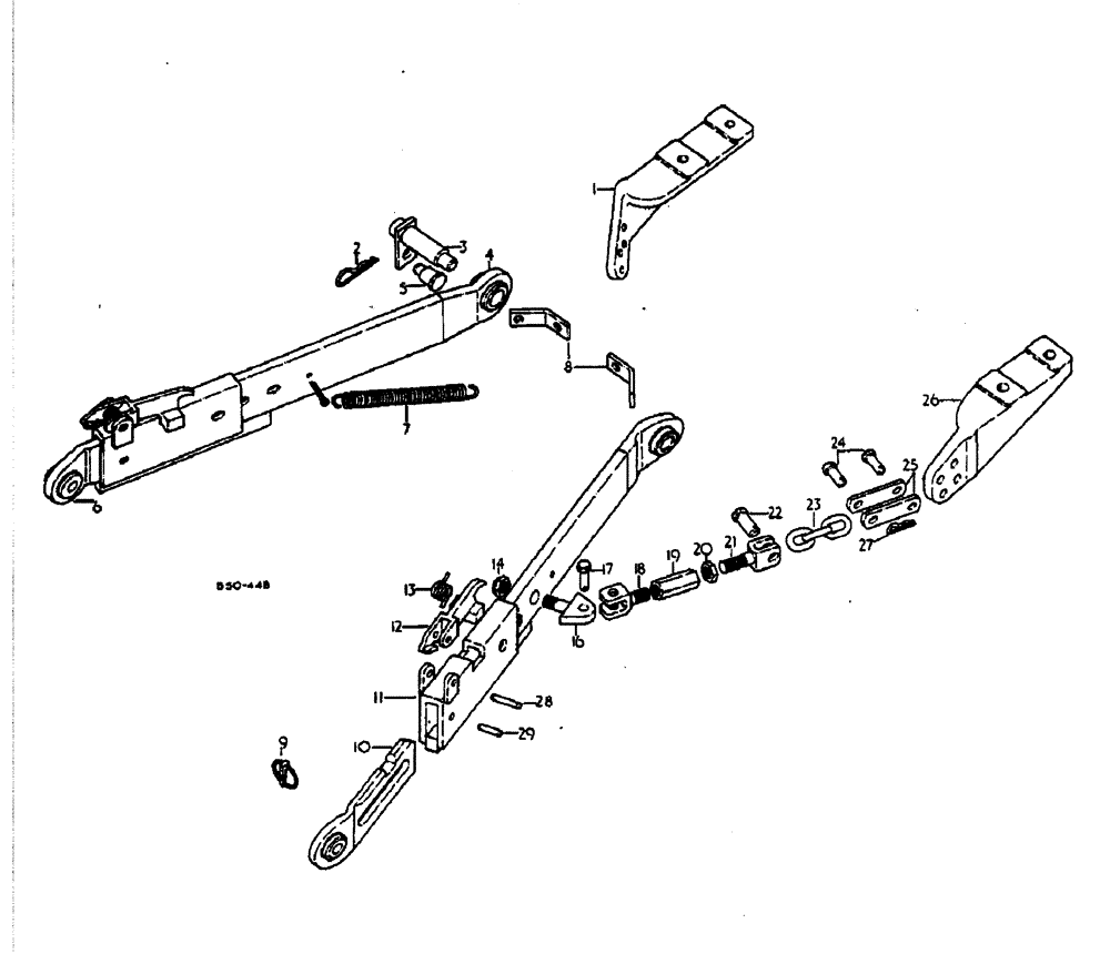 Схема запчастей Case IH 884 - (09-008) - LOWER LINKS - THREE POINT HITCH - TELESCOPIC LOWER LINKS WITH OUTSIDE CHECK CHAINS (12) - FRAME