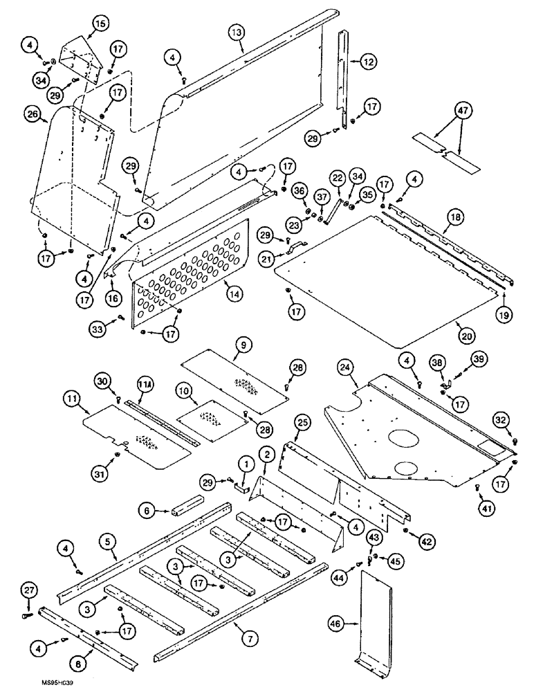 Схема запчастей Case IH 1666 - (9H-02) - ENGINE SHIELD AND SERVICE DECK (10) - CAB & AIR CONDITIONING