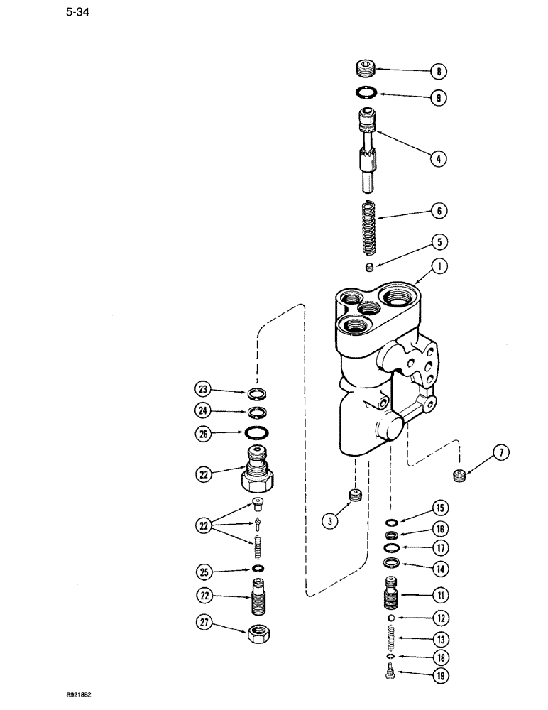 Схема запчастей Case IH 7110 - (5-34) - STEERING PRIORITY VALVE ASSEMBLY, P/N G108966 (05) - STEERING