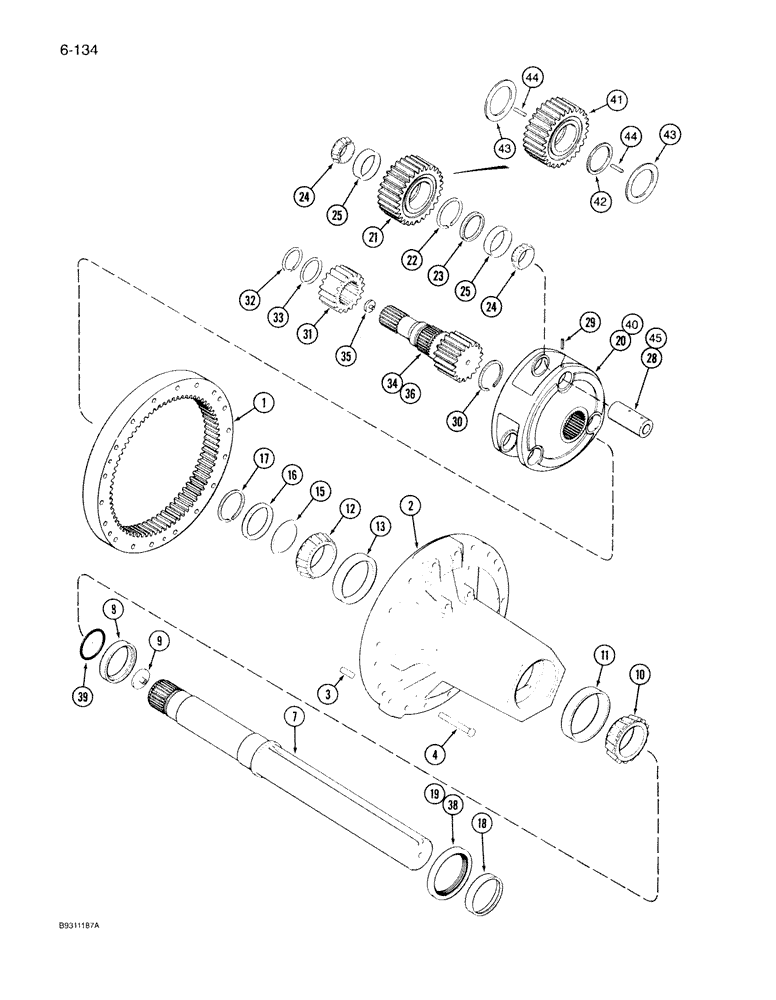 Схема запчастей Case IH 7130 - (6-134) - REAR AXLE AND CARRIERS, 114 INCH AXLE (06) - POWER TRAIN