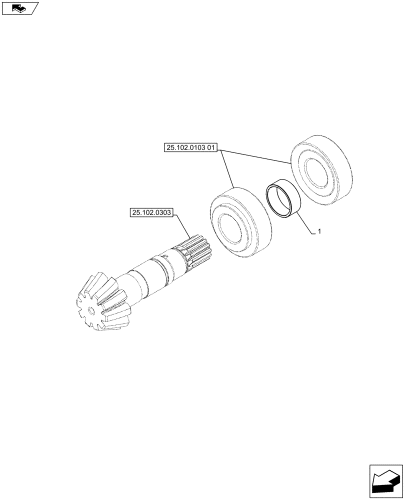 Схема запчастей Case IH PUMA 200 - (25.102.0103[02]) - ABS SYSTEM - 4WD FRONT AXLE WITH SUSPENSION AND BRAKES - SHIMS (VAR.743963-743964) (25) - FRONT AXLE SYSTEM