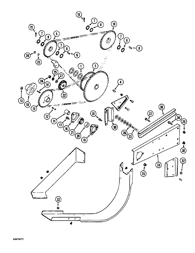 Схема запчастей Case IH 1660 - (9E-22) - GRAIN TANK UNLOADER, CHAIN DRIVE, P.I.N. JJC00102897 AND AFTER (17) - GRAIN TANK & UNLOADER