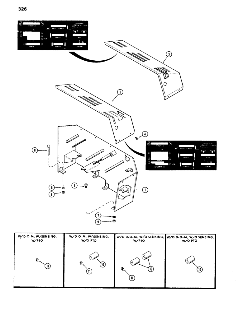 Схема запчастей Case IH 870 - (326) - CONTROL CONSOLE, USED PRIOR TO TRACTOR SERIAL NUMBER 8693001 (09) - CHASSIS/ATTACHMENTS