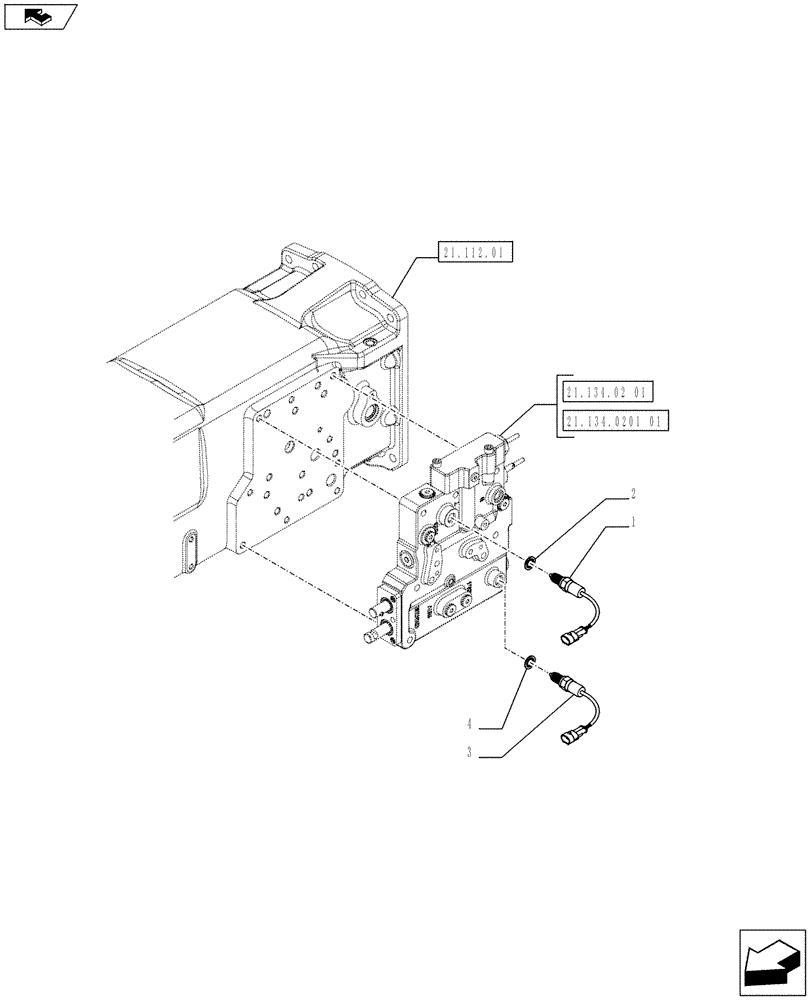 Схема запчастей Case IH FARMALL 65C - (55.418.0101) - HYDRAULIC GEARBOX CONTROLS (POWER SHUTTLE) - SENSORS (VAR.331069-332068-332069-334068 / 743557) (55) - ELECTRICAL SYSTEMS