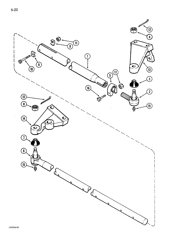 Схема запчастей Case IH 1680 - (5-022) - STEERING TIE ROD, 92 TO 120 INCH ADJUSTABLE AXLE (04) - STEERING