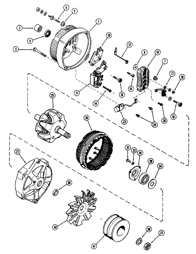 Схема запчастей Case IH 2470 - (128) - A147160 ALTERNATOR, WITH U.S. STANDARD MOUNTING HARDWARE, 72 AMPERE DELCO-REMY P.I.N.8826413 & AFTER (04) - ELECTRICAL SYSTEMS