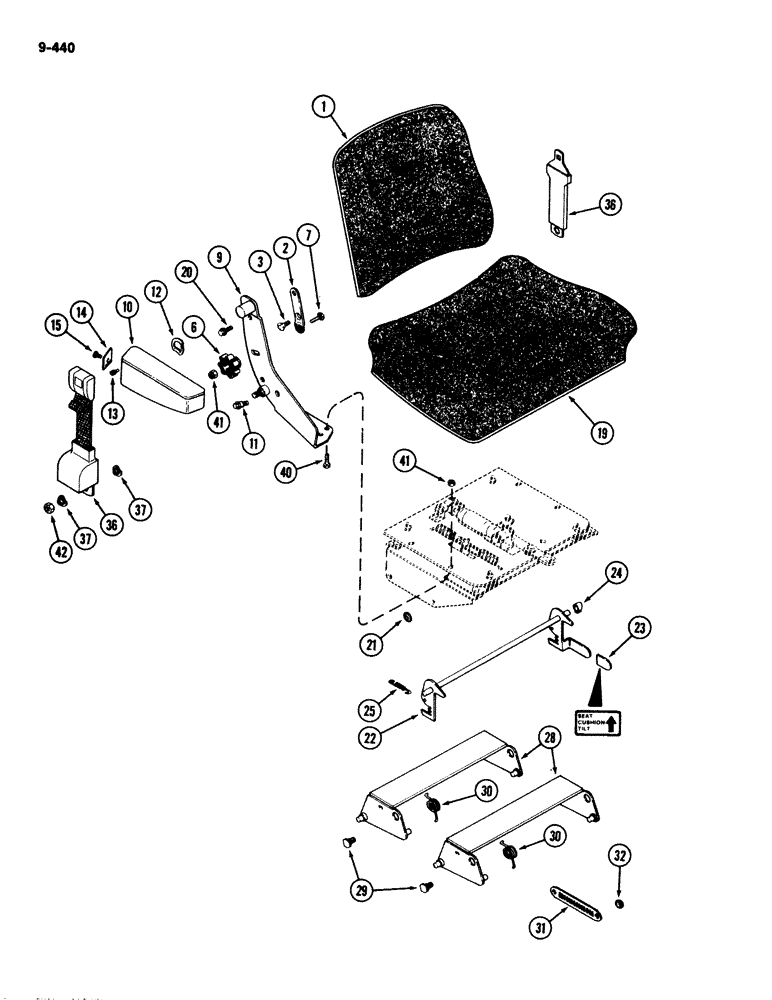 Схема запчастей Case IH 2294 - (9-440) - CLOTH SEAT, WITH ISOLATOR ATTACHMENT (09) - CHASSIS/ATTACHMENTS