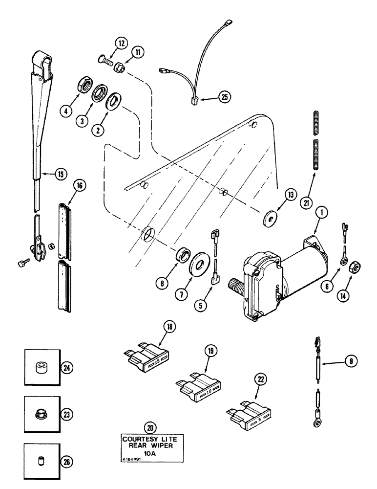 Схема запчастей Case IH 2096 - (9-454) - REAR WINDOW WIPER (09) - CHASSIS/ATTACHMENTS