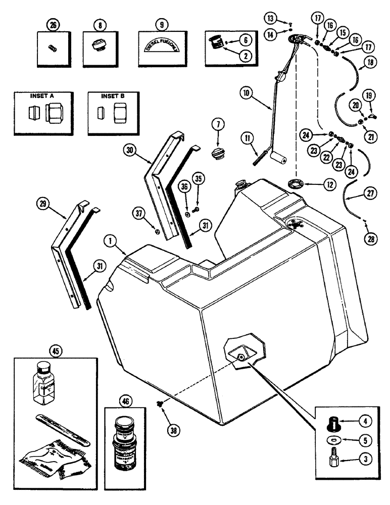 Схема запчастей Case IH 2290 - (3-072) - FUEL TANK AND LINES, 504BDT DIESEL ENGINE (03) - FUEL SYSTEM