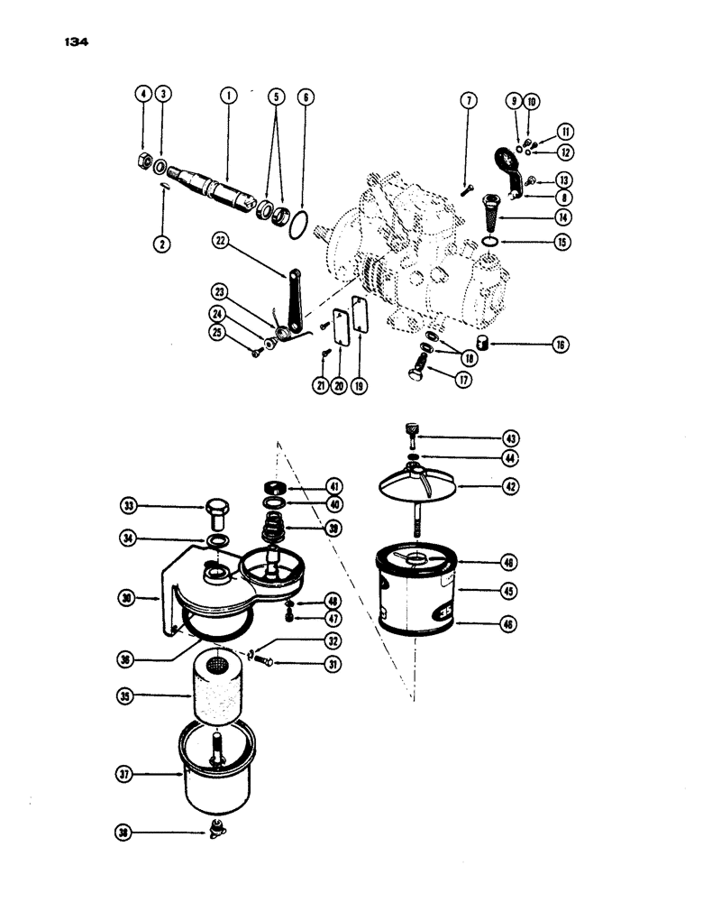 Схема запчастей Case IH 530 - (134) - FUEL PUMP PARTS, FILTER PARTS, PRIOR TO S/N 8262800, 430 AND 530 MODEL, 188 DIESEL ENGINE (03) - FUEL SYSTEM