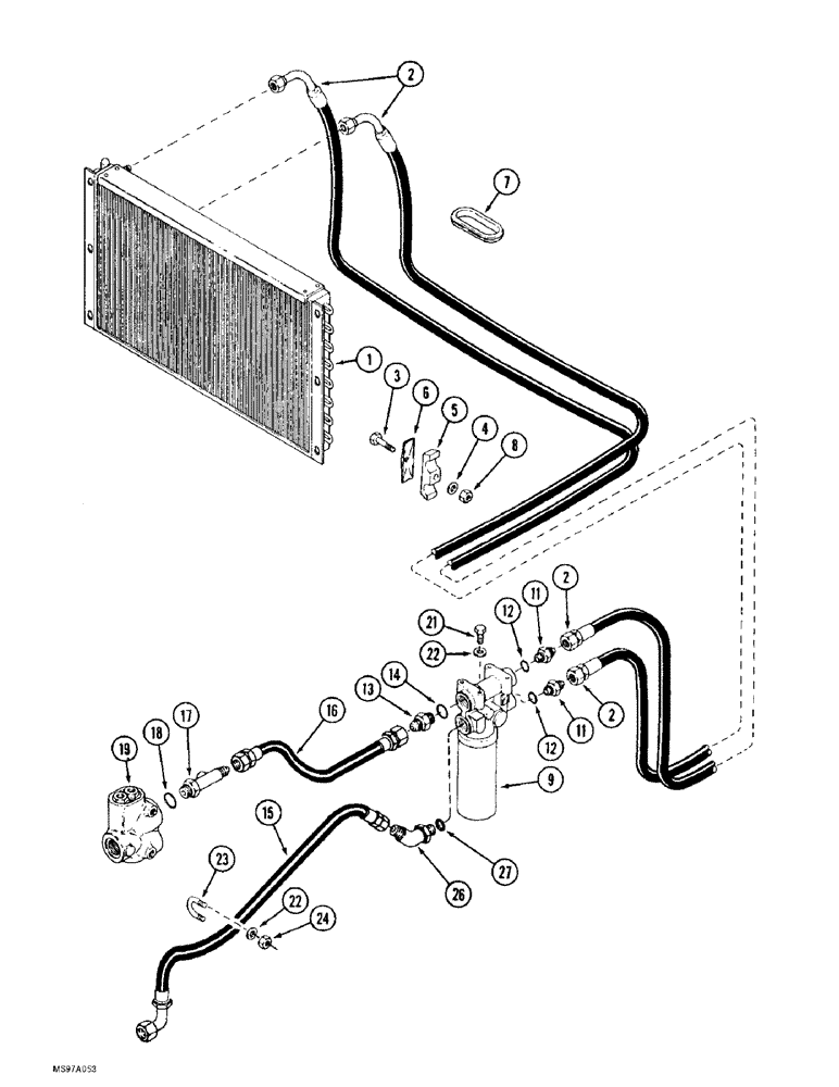 Схема запчастей Case IH 9380 QUADTRAC - (8-006) - STANDARD HYDRAULIC SYSTEM, OIL COOLER AND FILTER CIRCUIT (08) - HYDRAULICS