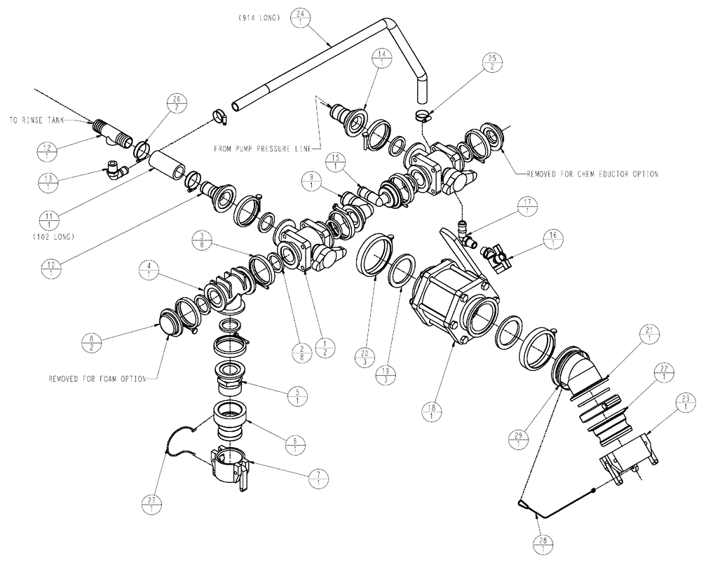 Схема запчастей Case IH SPX3320 - (09-008) - FILL STATION, PLUMBING Liquid Plumbing