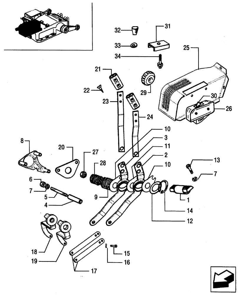 Схема запчастей Case IH JX85 - (1.82.5[01]) - LIFT CONTROLS - HANDLE, LEVERS, HUBS AND SPACER (07) - HYDRAULIC SYSTEM