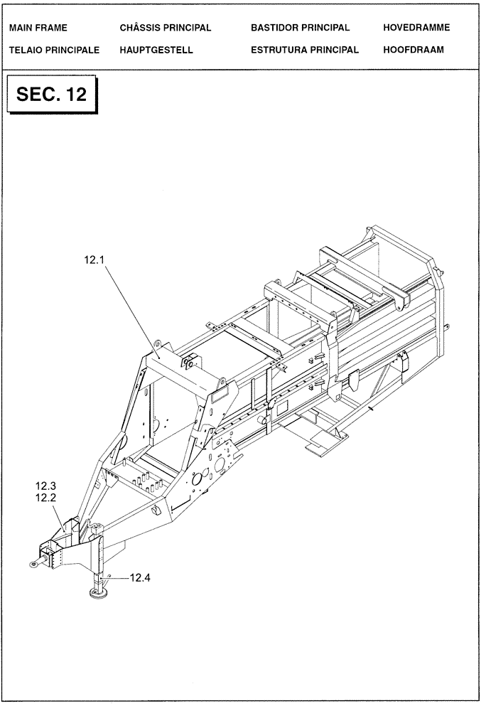 Схема запчастей Case IH LBX331R - (12.00[01]) - SECTION LIST 12 - MAIN FRAME (12) - MAIN FRAME