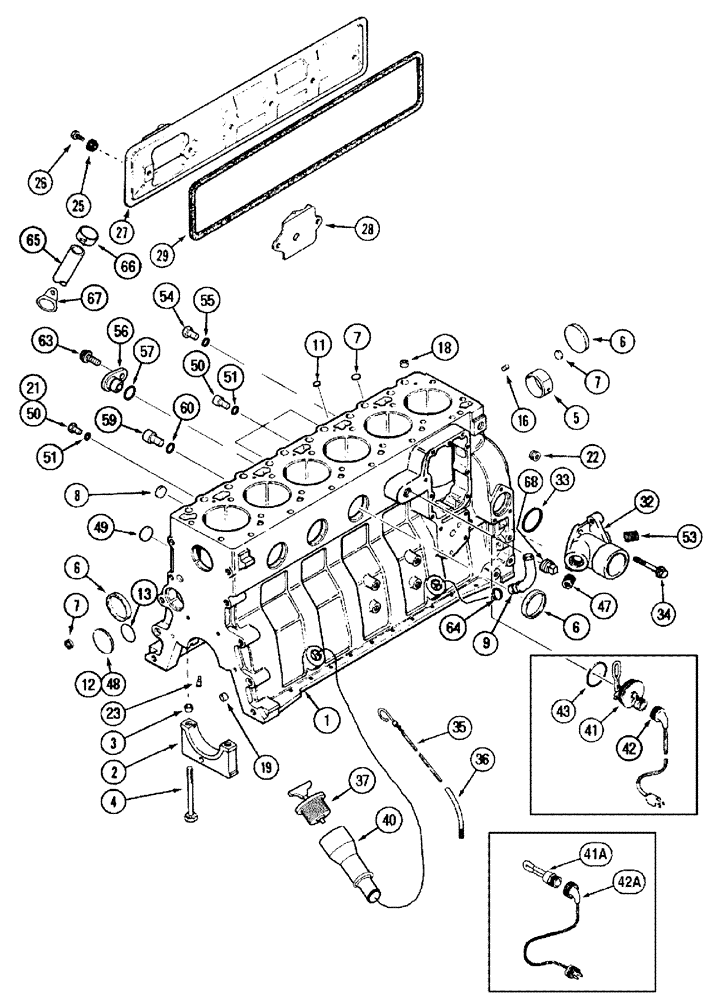 Схема запчастей Case IH 3210 - (03-019) - CYLINDER BLOCK (01) - ENGINE