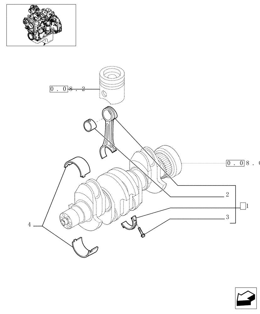 Схема запчастей Case IH PX85 - (0.08.1[01]) - CONNECTING ROD  (504062641-504071852) (02) - ENGINE