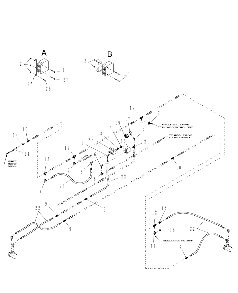 Схема запчастей Case IH DHX252 - (20.07.05[3.1]) - HYDRAULICS, SINGLE SWATH, PRIOR TO PIN Y8ZB00545 (07) - HYDRAULICS