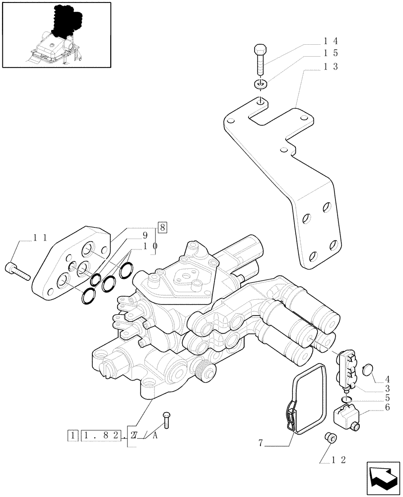 Схема запчастей Case IH MAXXUM 115 - (1.82.7[01]) - 2 REAR CONTROL VALVES AND RELATED PARTS FOR FD PUMP (63 L/MIN) AND MDC - C6788 (07) - HYDRAULIC SYSTEM