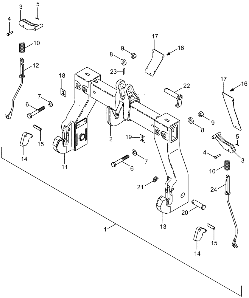 Схема запчастей Case IH MX245 - (09-65) - QUICK HITCH COUPLER - CONVERTIBLE, CATEGORY III / III-N, BSN Z6RZ02099 (09) - CHASSIS/ATTACHMENTS