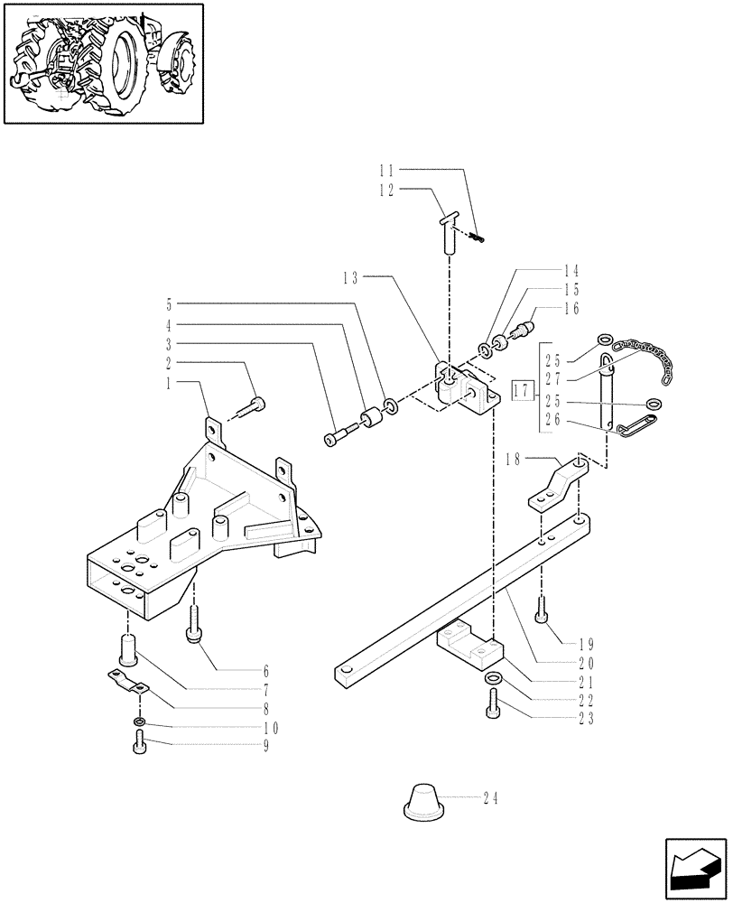 Схема запчастей Case IH PUMA 165 - (1.89.0/01[01A]) - (VAR.910) INDIPENDENT ROLLER SWINGING DRAWBAR - D6098 (09) - IMPLEMENT LIFT