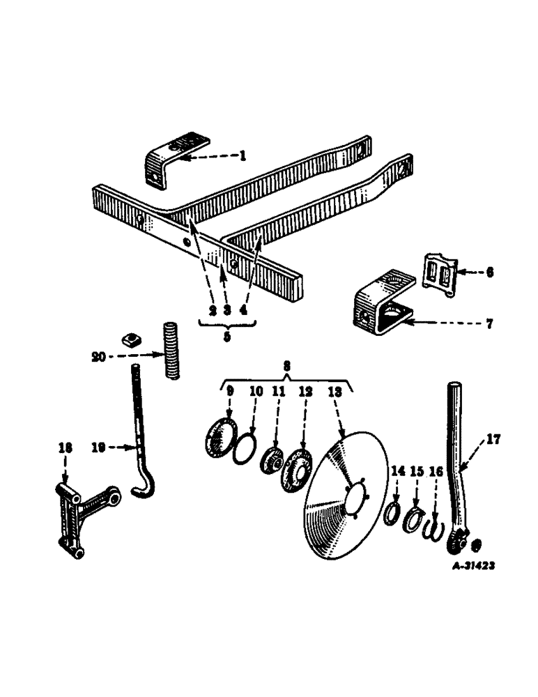 Схема запчастей Case IH 80 - (A-27) - DISK COVERING ATTACHMENT, COTTON W/O PRESS WHEEL, ONE PER ROW 