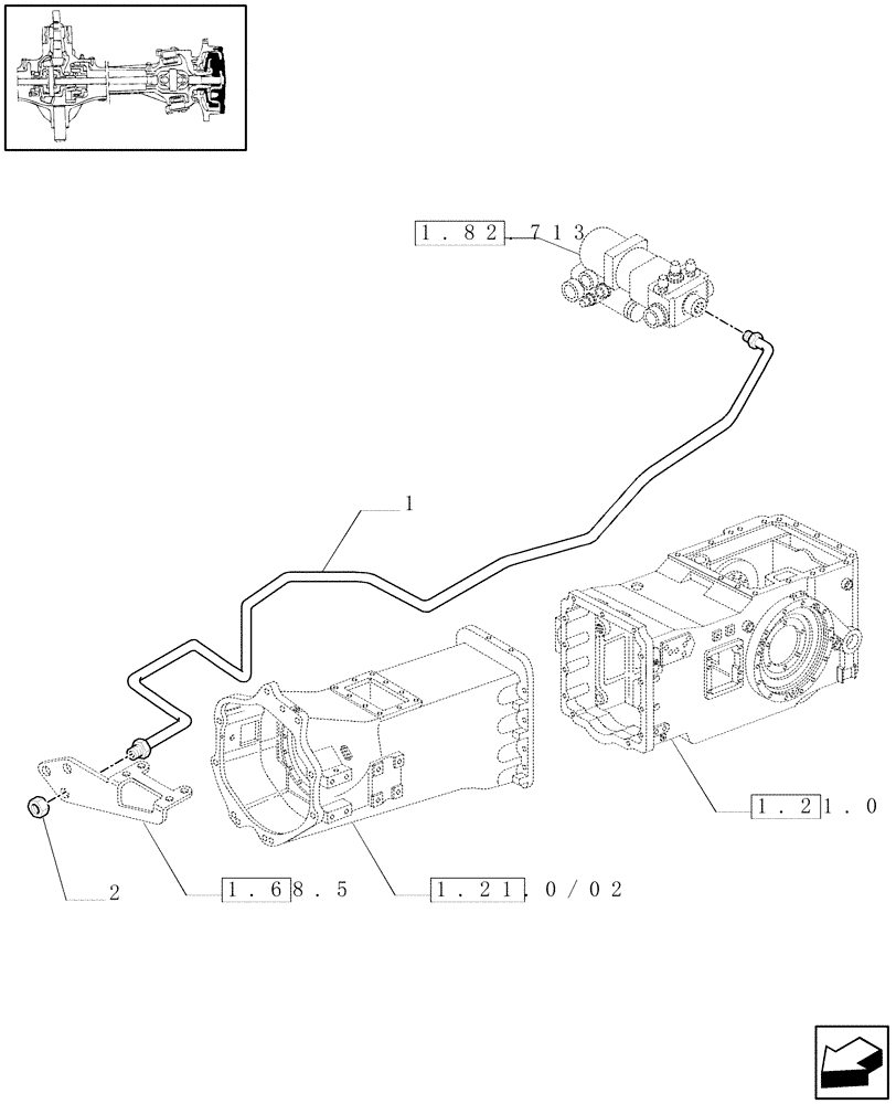 Схема запчастей Case IH MAXXUM 110 - (1.68.5/01) - FRONT AXLE W/MULTI-PLATE DIFF. LOCK WITH BRAKES - BRAKES PIPES (05) - REAR AXLE