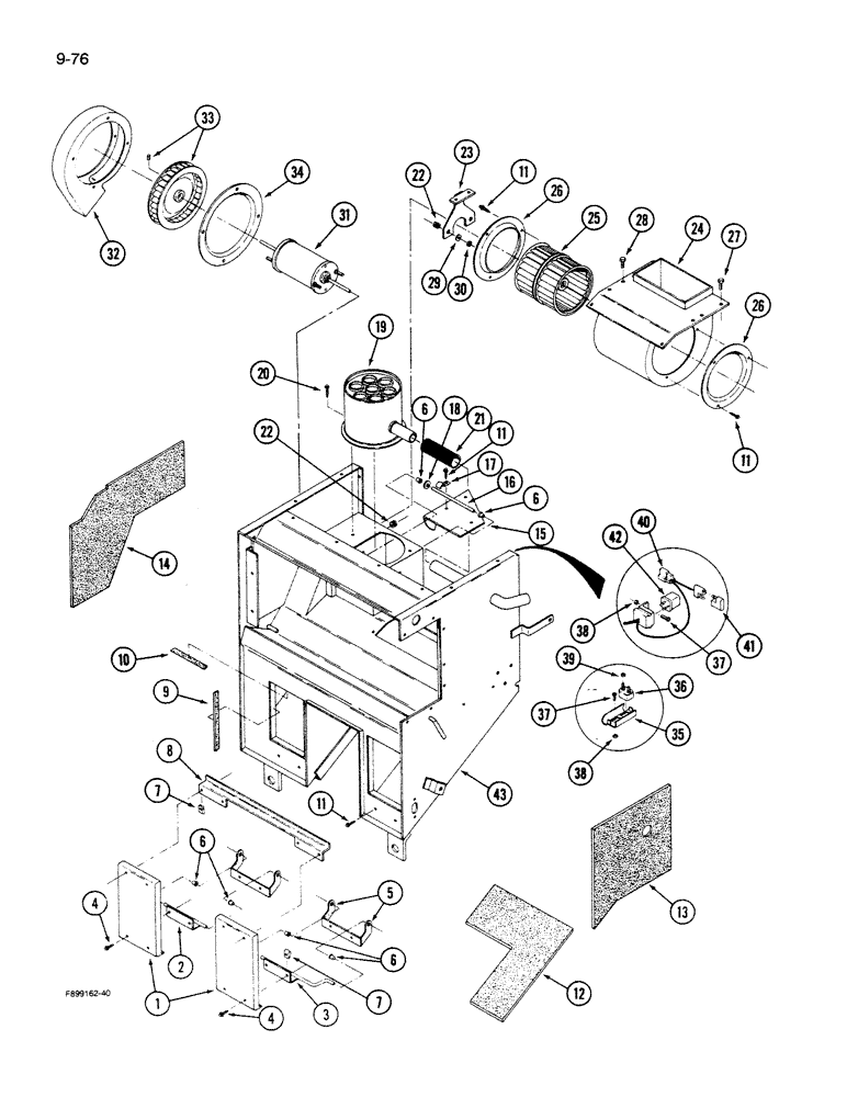 Схема запчастей Case IH 9270 - (9-76) - AIR CONDITIONER AND HEATER MODULE, INTERNAL COMPONENTS, CAB (CONTD) (09) - CHASSIS/ATTACHMENTS